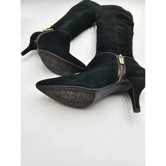 Ellen Tracy Women's Size 9.5 Black Zip Up Suede Heeled Boots - Picture 3 of 12